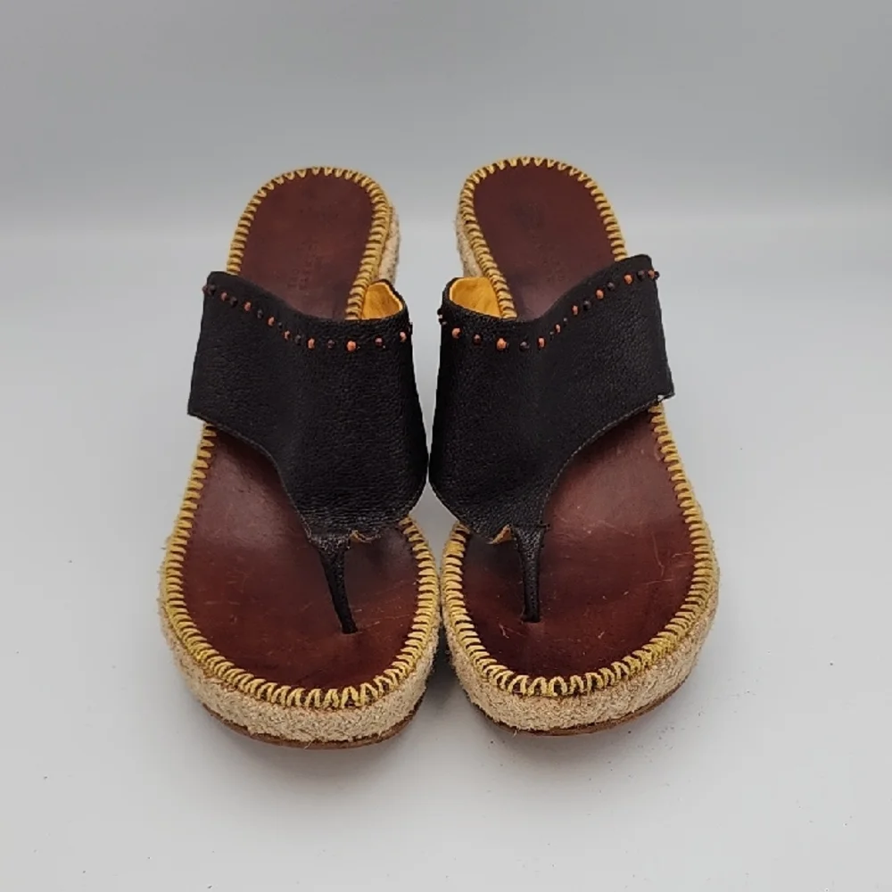HENRY CUIR Espadrille Wedge-heeled Sandals, Size 40 - Picture 3 of 8